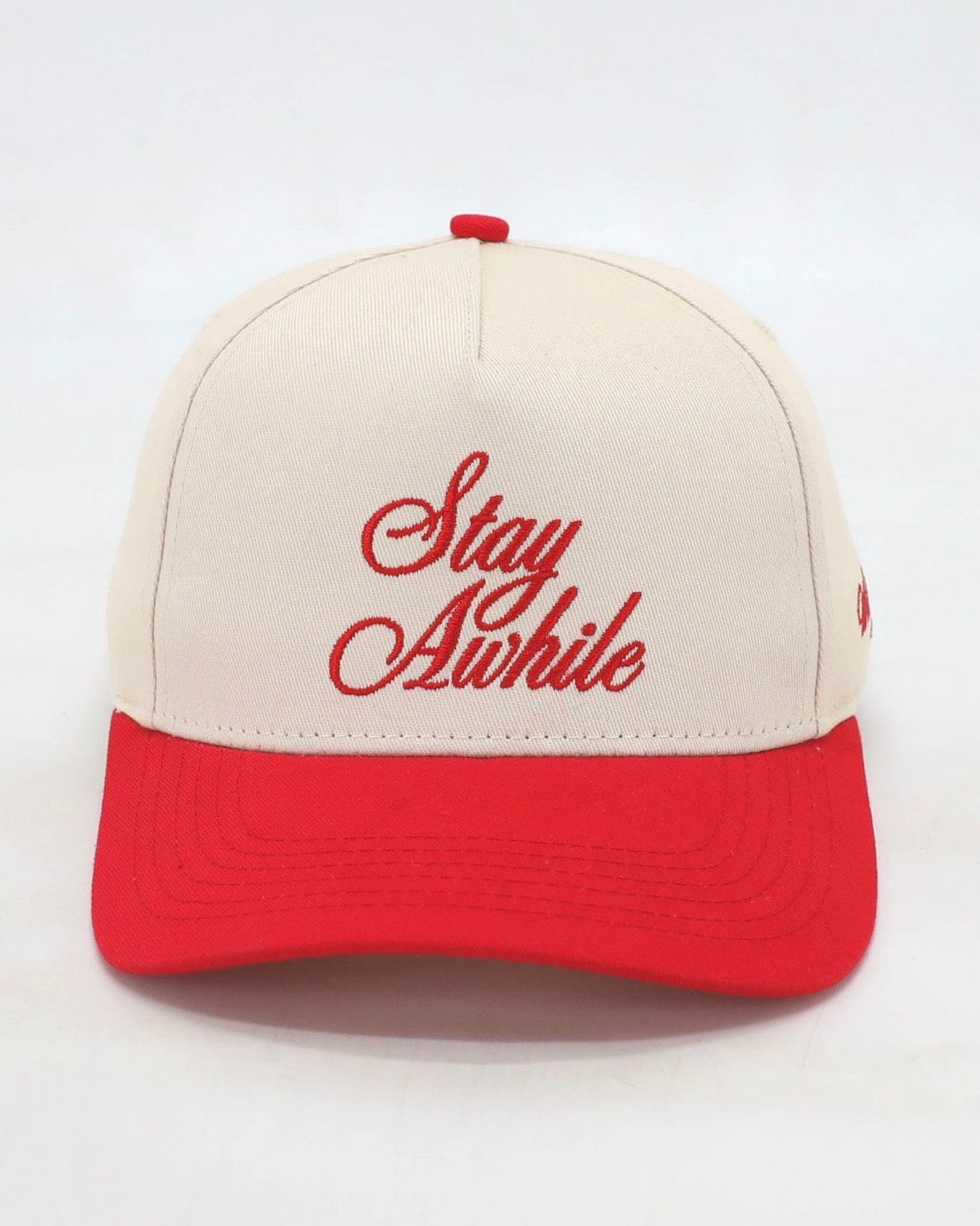 "STAY AWHILE" PETITE TRUCKER HAT