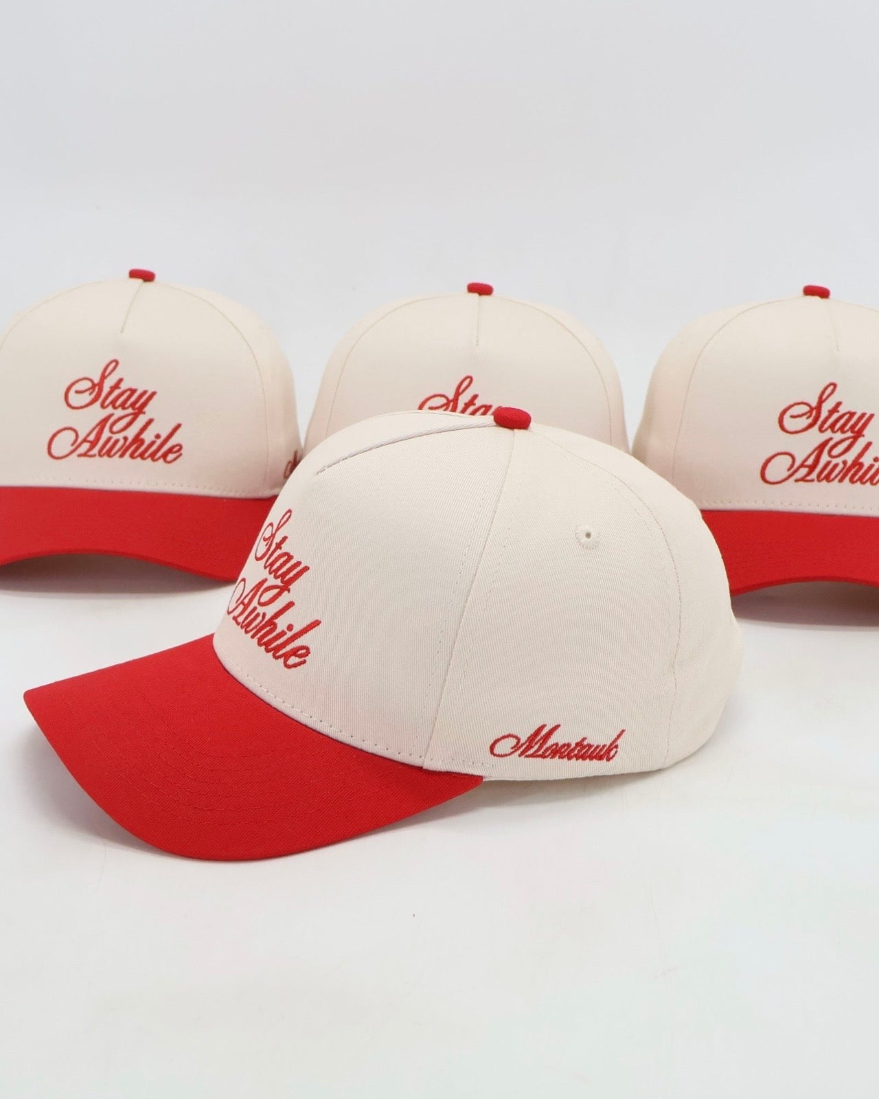 "STAY AWHILE" PETITE TRUCKER HAT
